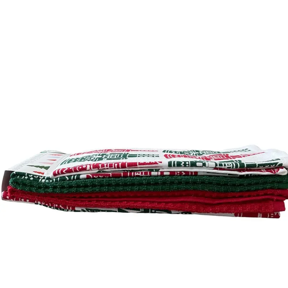 La Cuisine Christmas NUTCRACKER Kitchen Towels Set of 4 HOLIDAY Green Red White